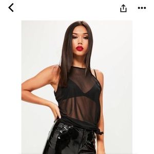 Misguided mesh black tank top
